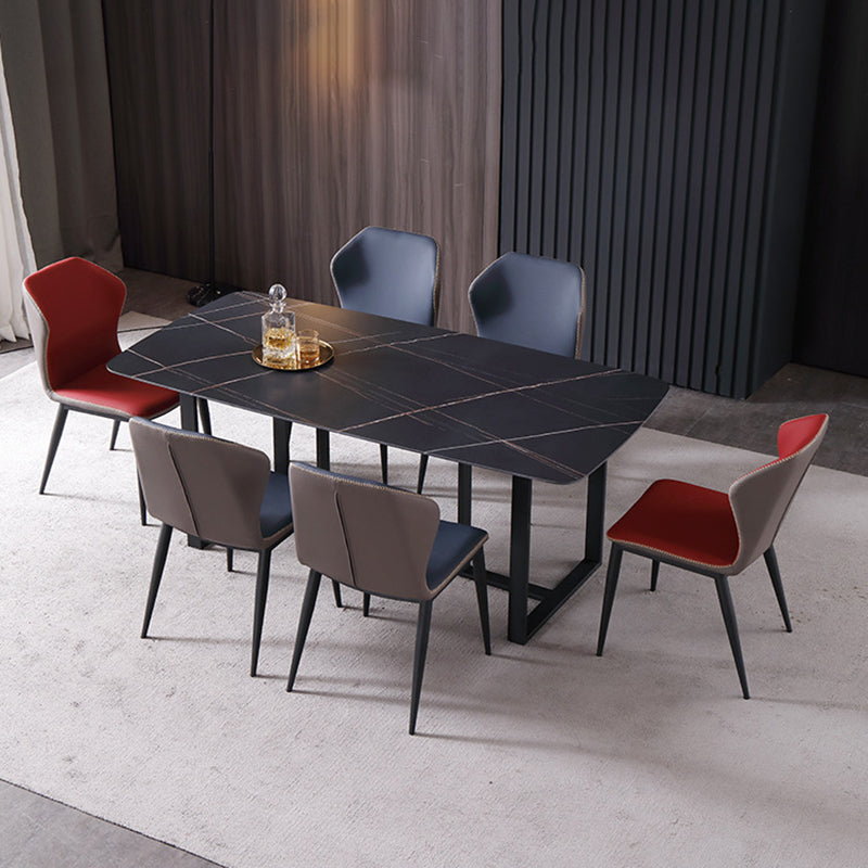 Industrial Style Wingback Parsons Chairs Leather Dining Armless Chairs (Set of 2)