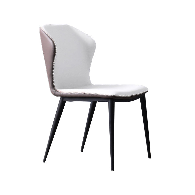 Industrial Style Wingback Parsons Chairs Leather Dining Armless Chairs (Set of 2)