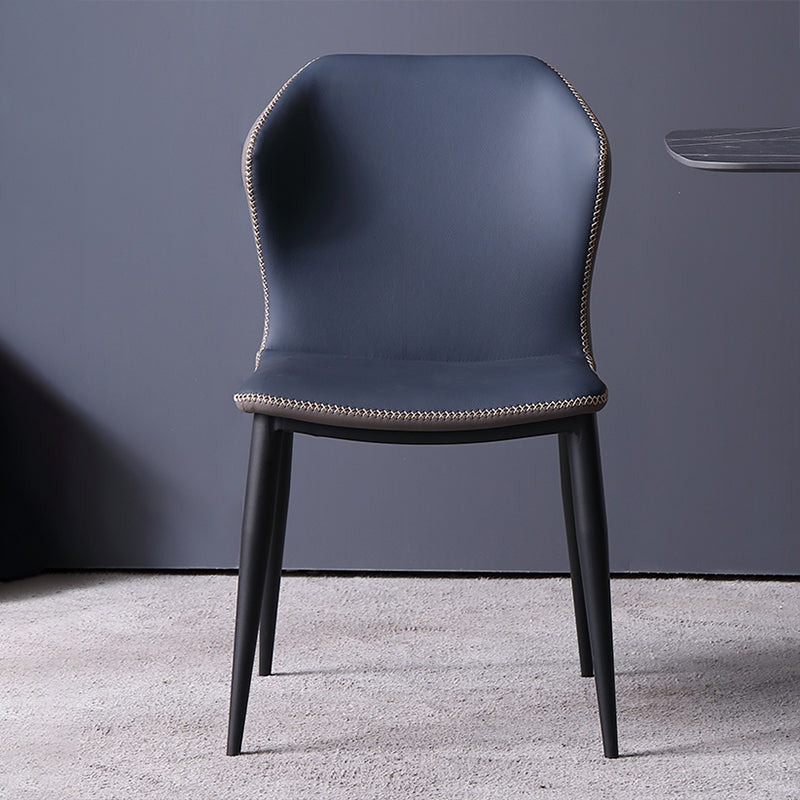 Industrial Style Wingback Parsons Chairs Leather Dining Armless Chairs (Set of 2)