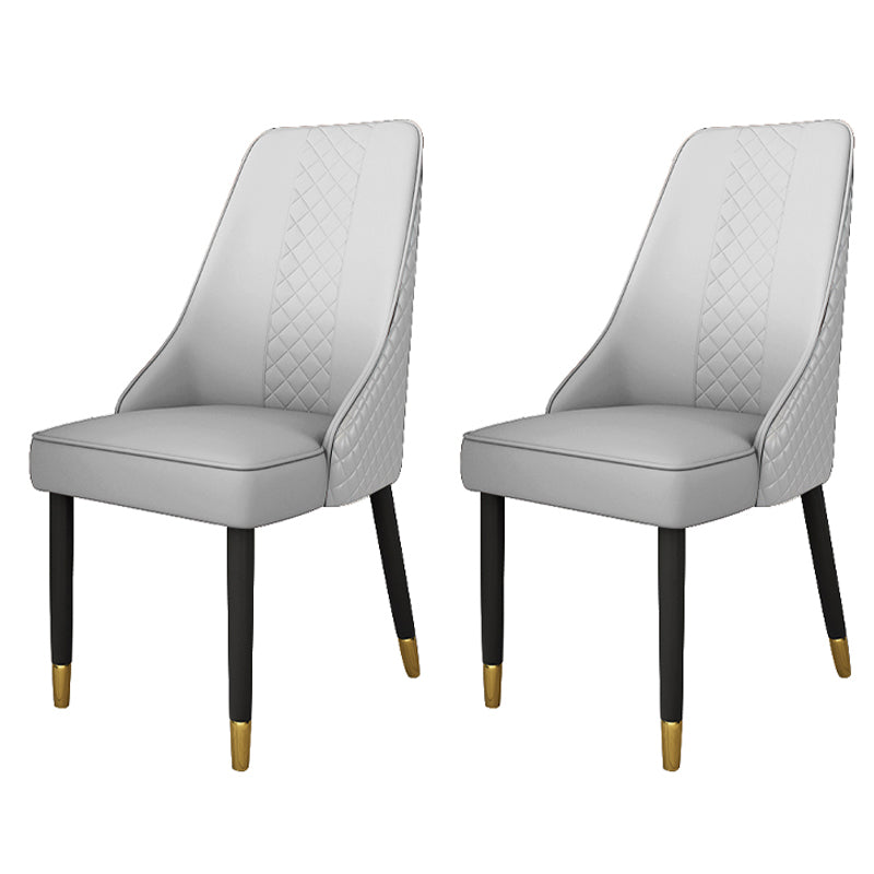 Fauteuils de salle à manger à dossier solide Fauteuils de salle à manger rembourrés en cuir (Ensemble de 2)