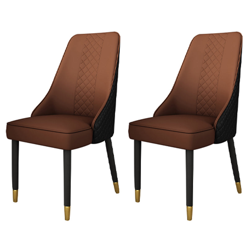 Fauteuils de salle à manger à dossier solide Fauteuils de salle à manger rembourrés en cuir (Ensemble de 2)