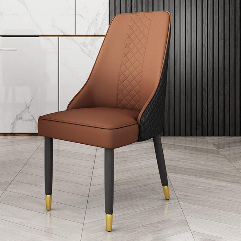Solid Back Dining Arm Chairs Leather Upholstered Dining Armchairs (Set of 2)
