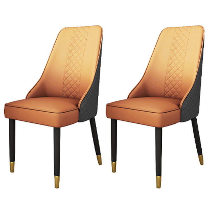 Fauteuils de salle à manger à dossier solide Fauteuils de salle à manger rembourrés en cuir (Ensemble de 2)