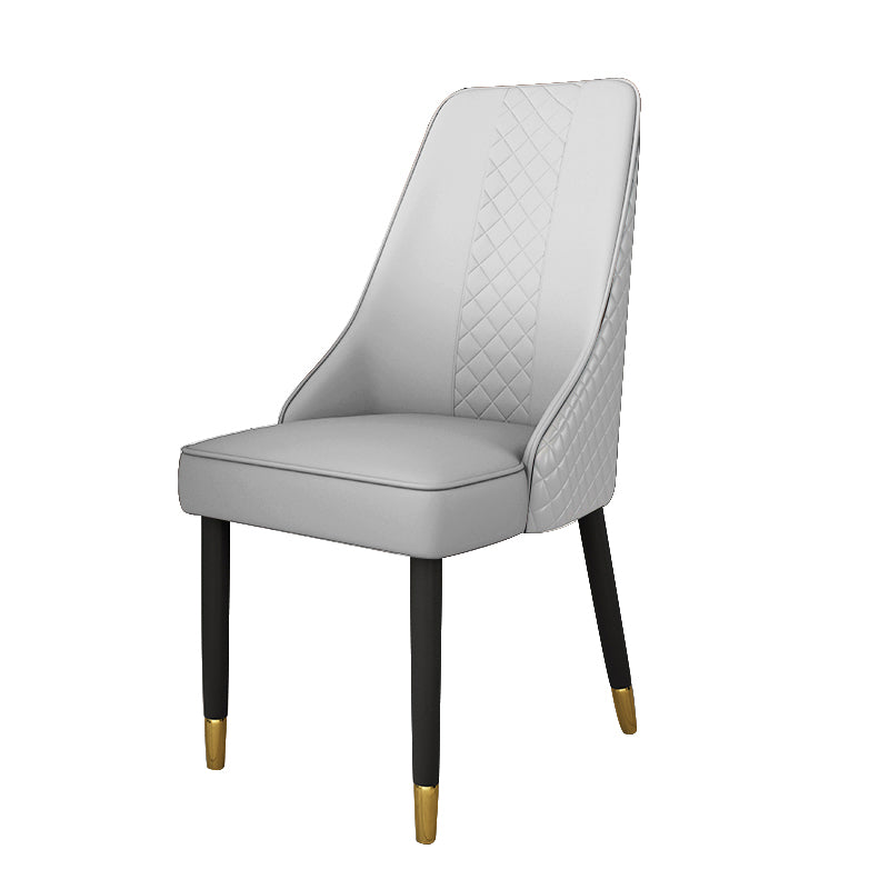 Solid Back Dining Arm Chairs Leather Upholstered Dining Armchairs (Set of 2)