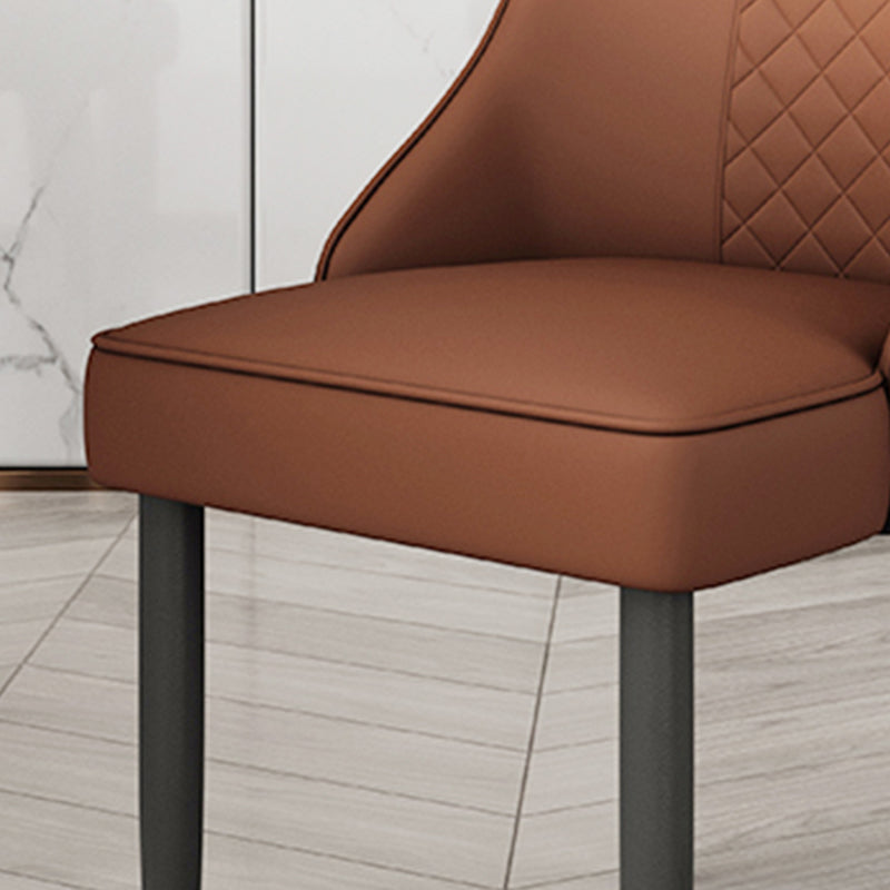 Solid Back Dining Arm Chairs Leather Upholstered Dining Armchairs (Set of 2)