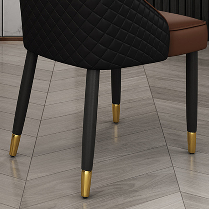 Solid Back Dining Arm Chairs Leather Upholstered Dining Armchairs (Set of 2)