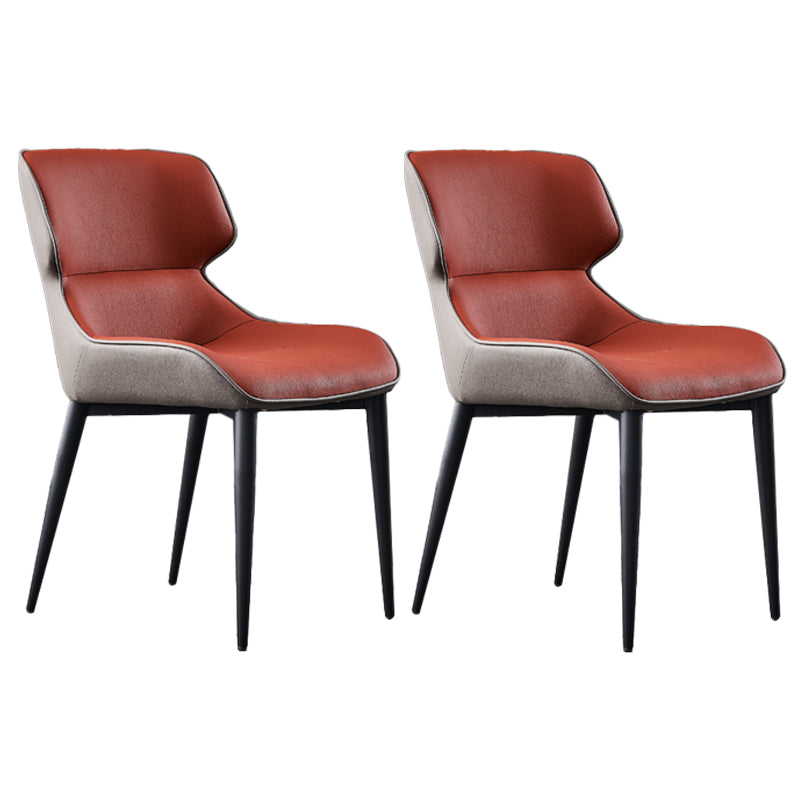 Chaises de salle à manger industrielles en métal, chaise Parsons à oreilles pour usage domestique (Ensemble de 2)