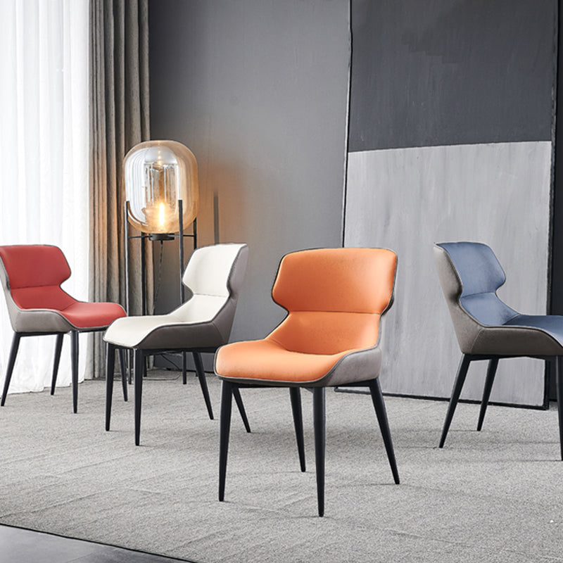 Sillas de comedor de metal industrial Wingback Parsons para uso doméstico (juego de 2)