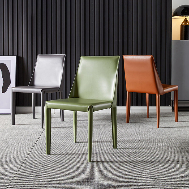 Chaises de salle à manger de style contemporain Chaises d'appoint sans accoudoirs avec pieds en métal pour cuisine (Ensemble de 2)