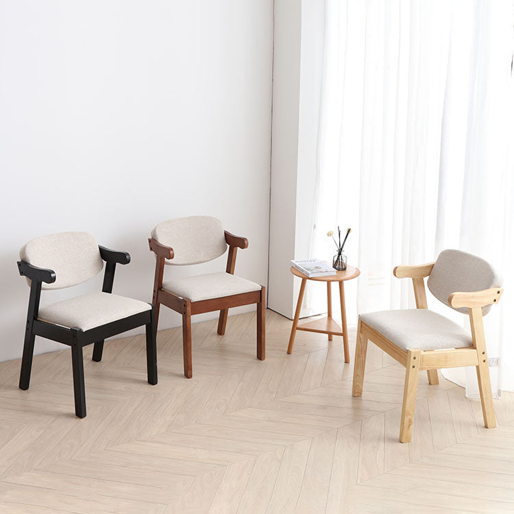 Silla de comedor de madera contemporánea, silla lateral de comedor con respaldo abierto