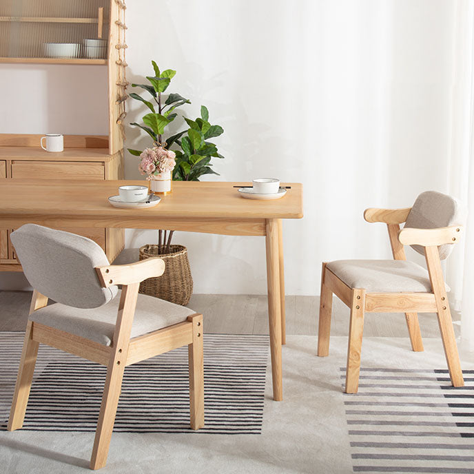 Silla de comedor de madera contemporánea, silla lateral de comedor con respaldo abierto