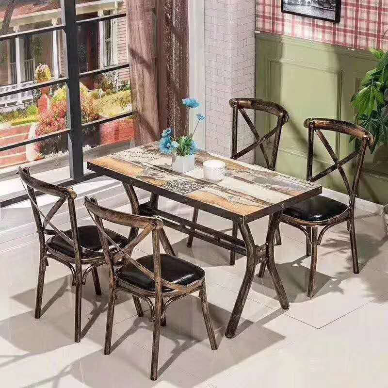 Industrial Style Metal Chairs Dining Room Kitchen Cross Back Side Chair