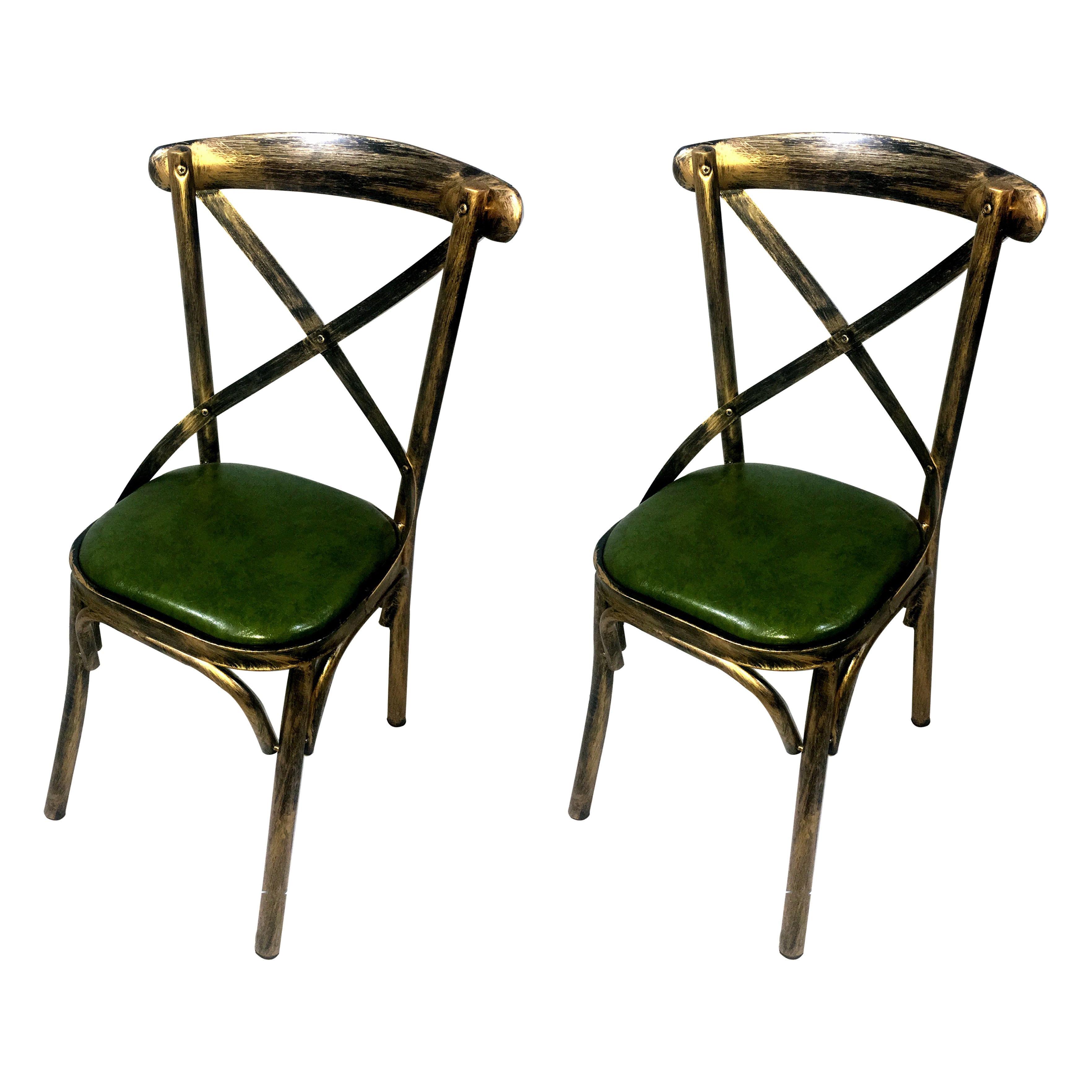Industrial Style Metal Chairs Dining Room Kitchen Cross Back Side Chair