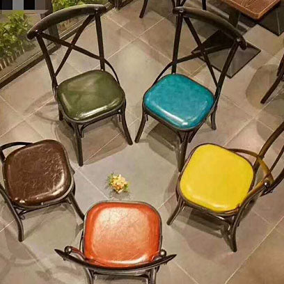 Industrial Style Metal Chairs Dining Room Kitchen Cross Back Side Chair