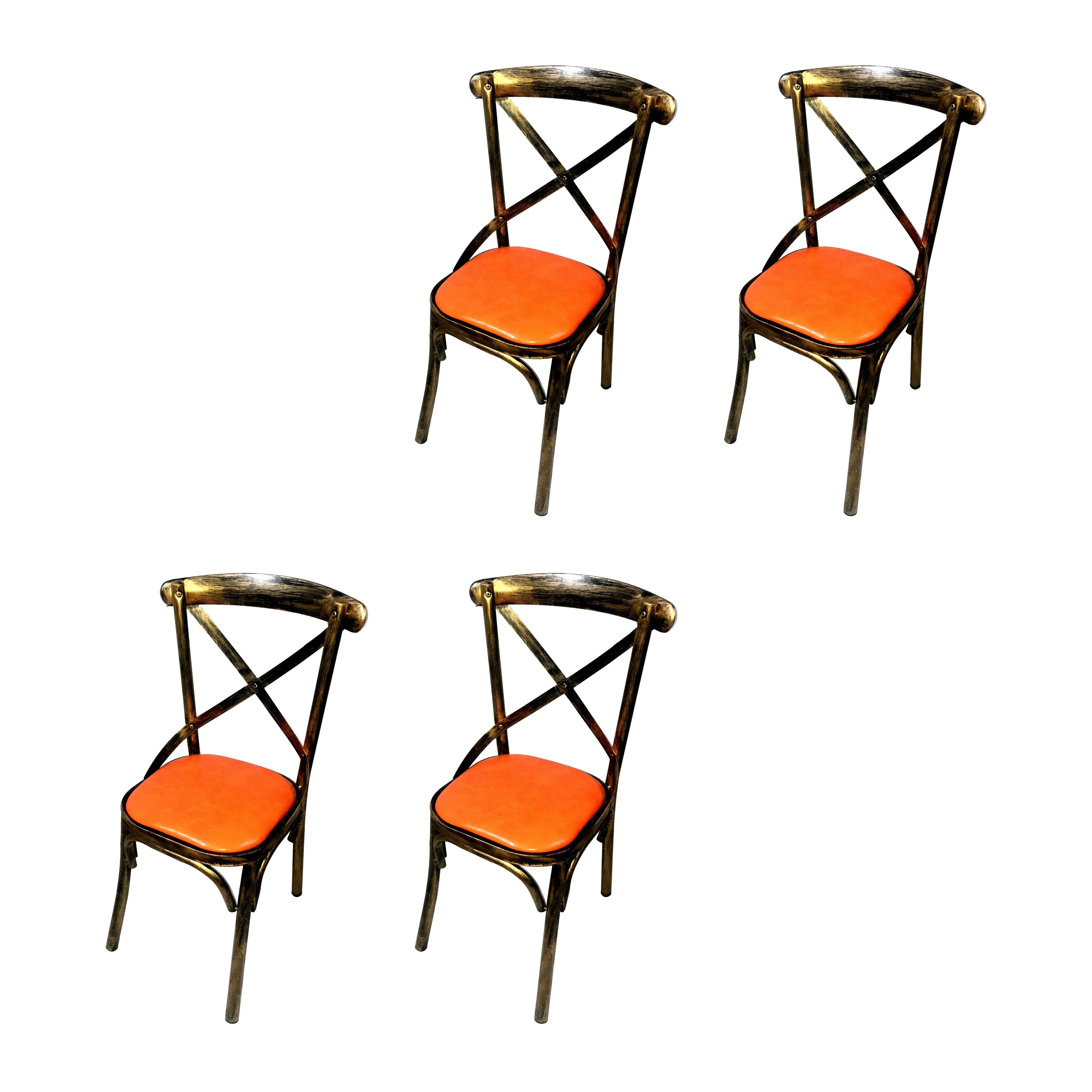 Industrial Style Metal Chairs Dining Room Kitchen Cross Back Side Chair