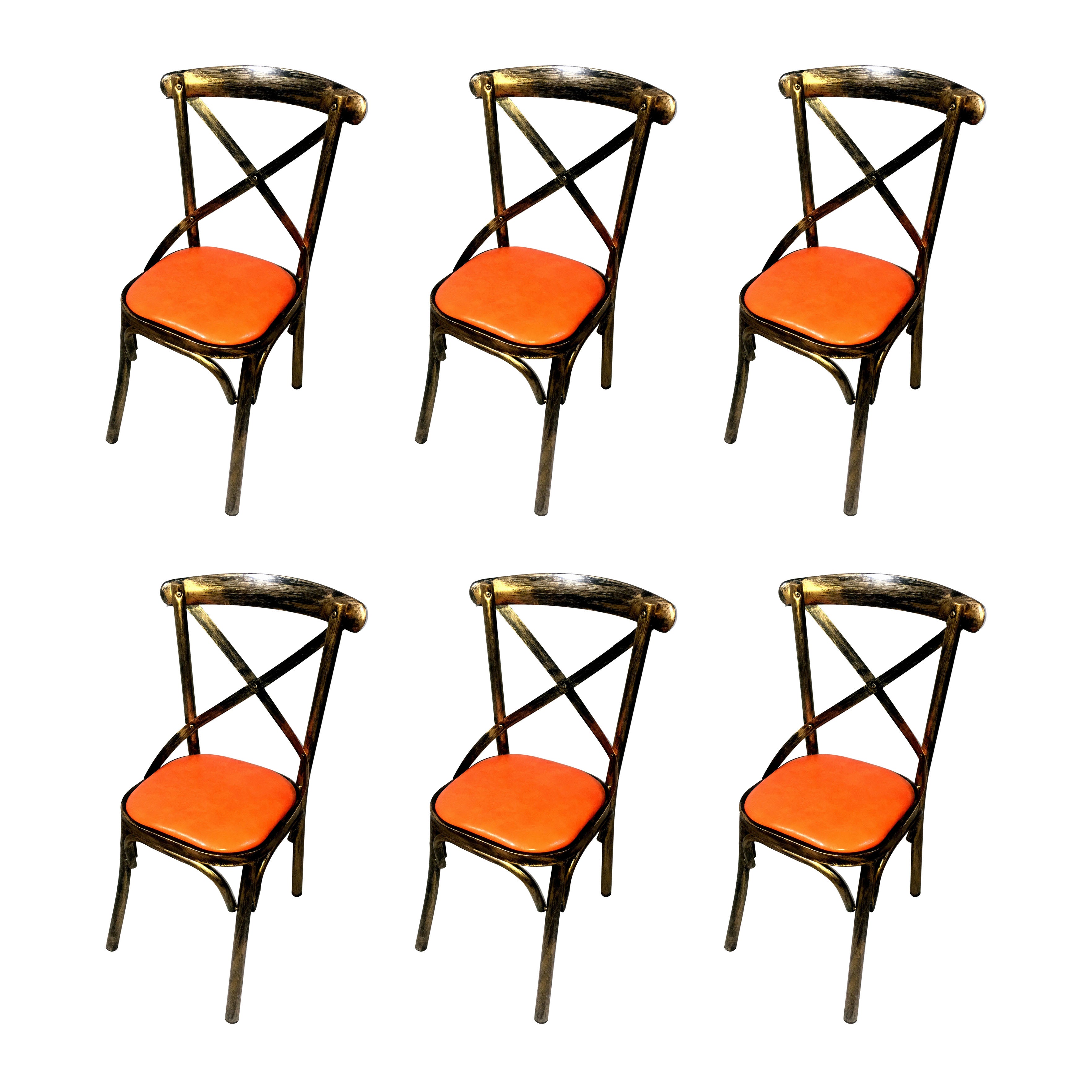 Industrial Style Metal Chairs Dining Room Kitchen Cross Back Side Chair
