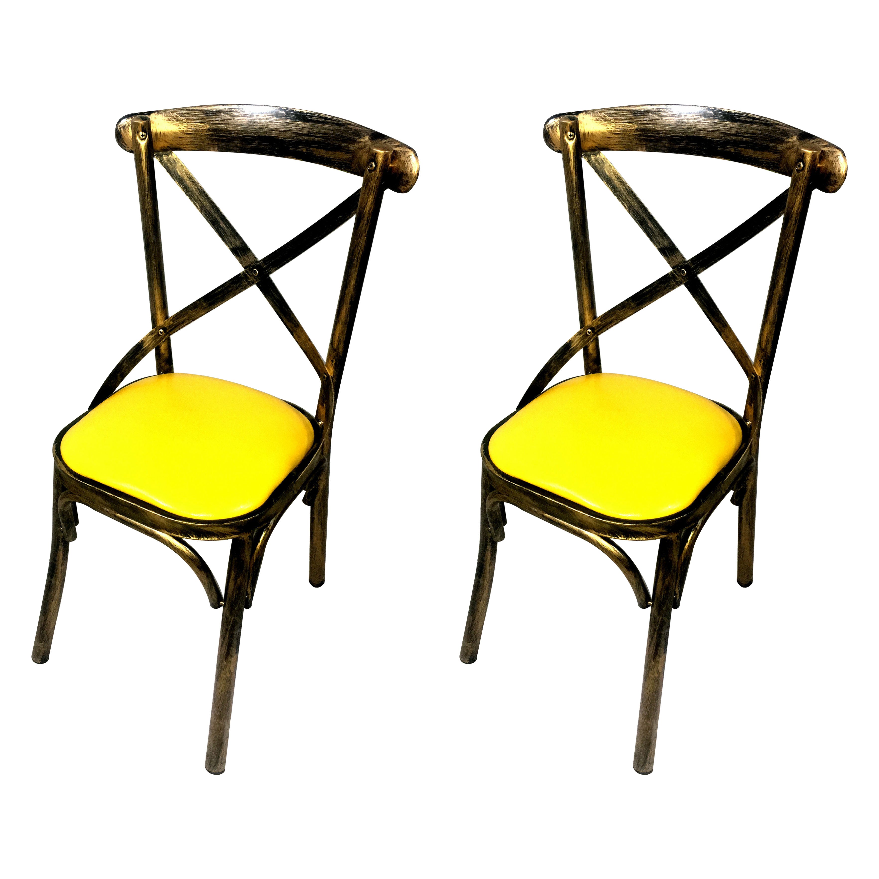 Industrial Style Metal Chairs Dining Room Kitchen Cross Back Side Chair