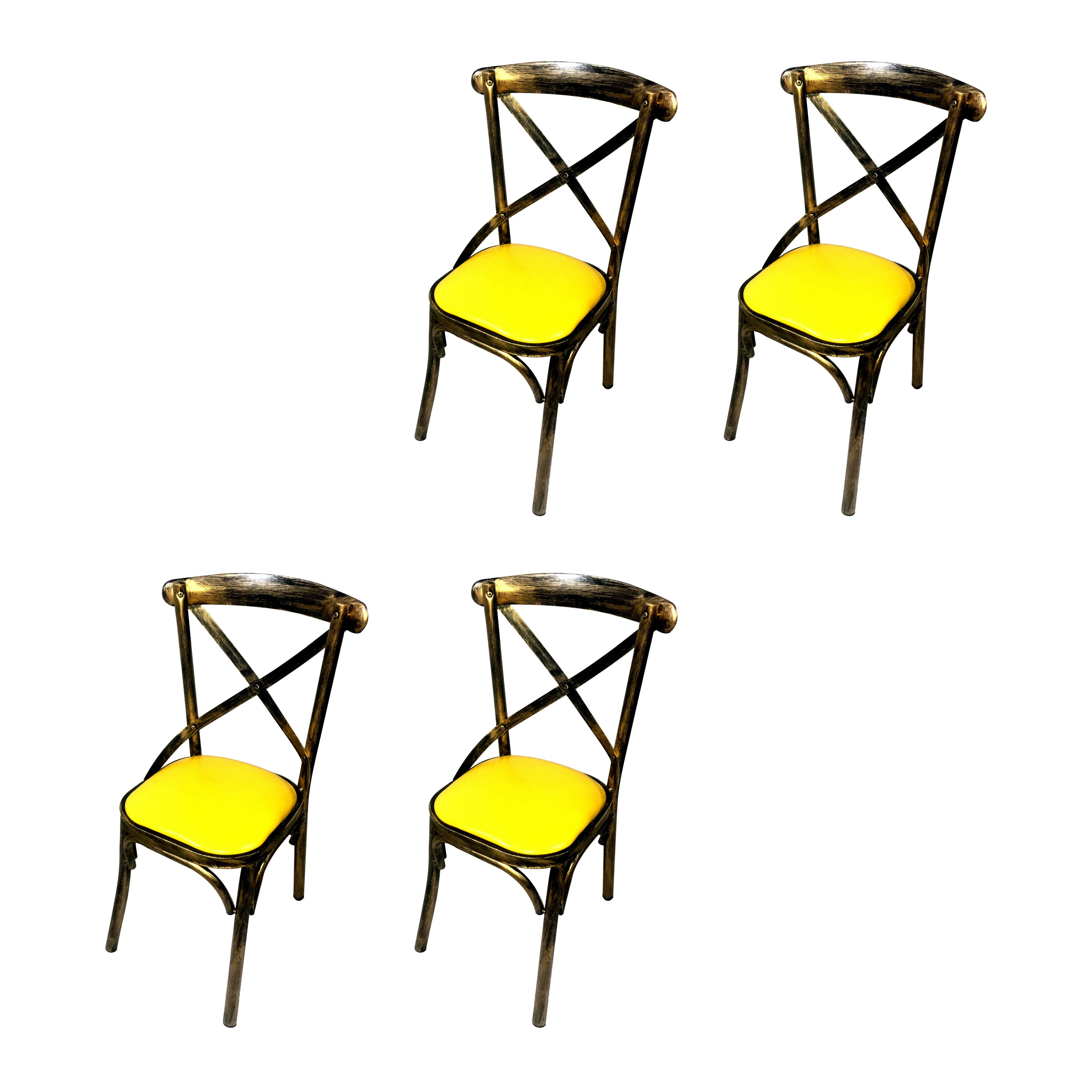 Industrial Style Metal Chairs Dining Room Kitchen Cross Back Side Chair