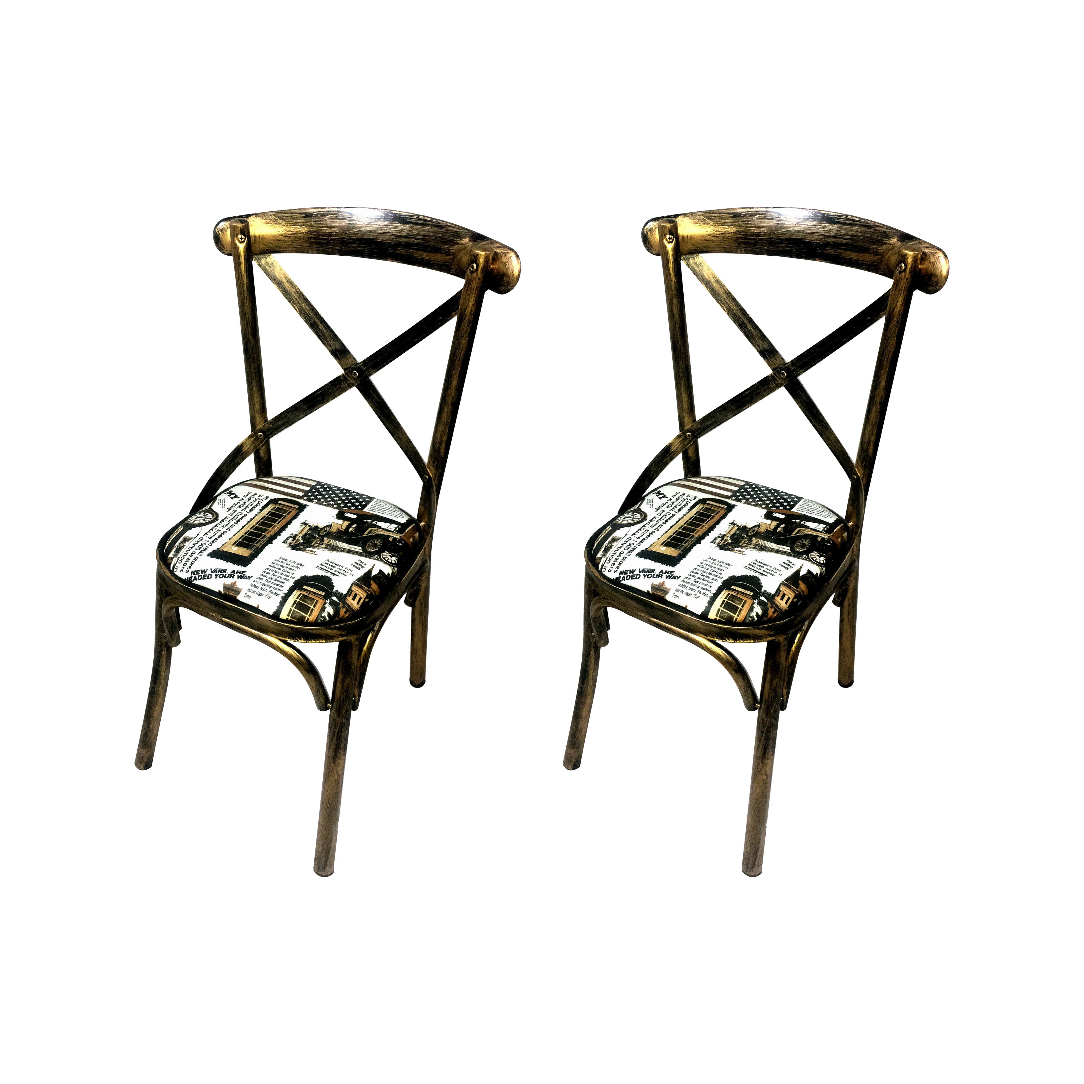 Industrial Style Metal Chairs Dining Room Kitchen Cross Back Side Chair