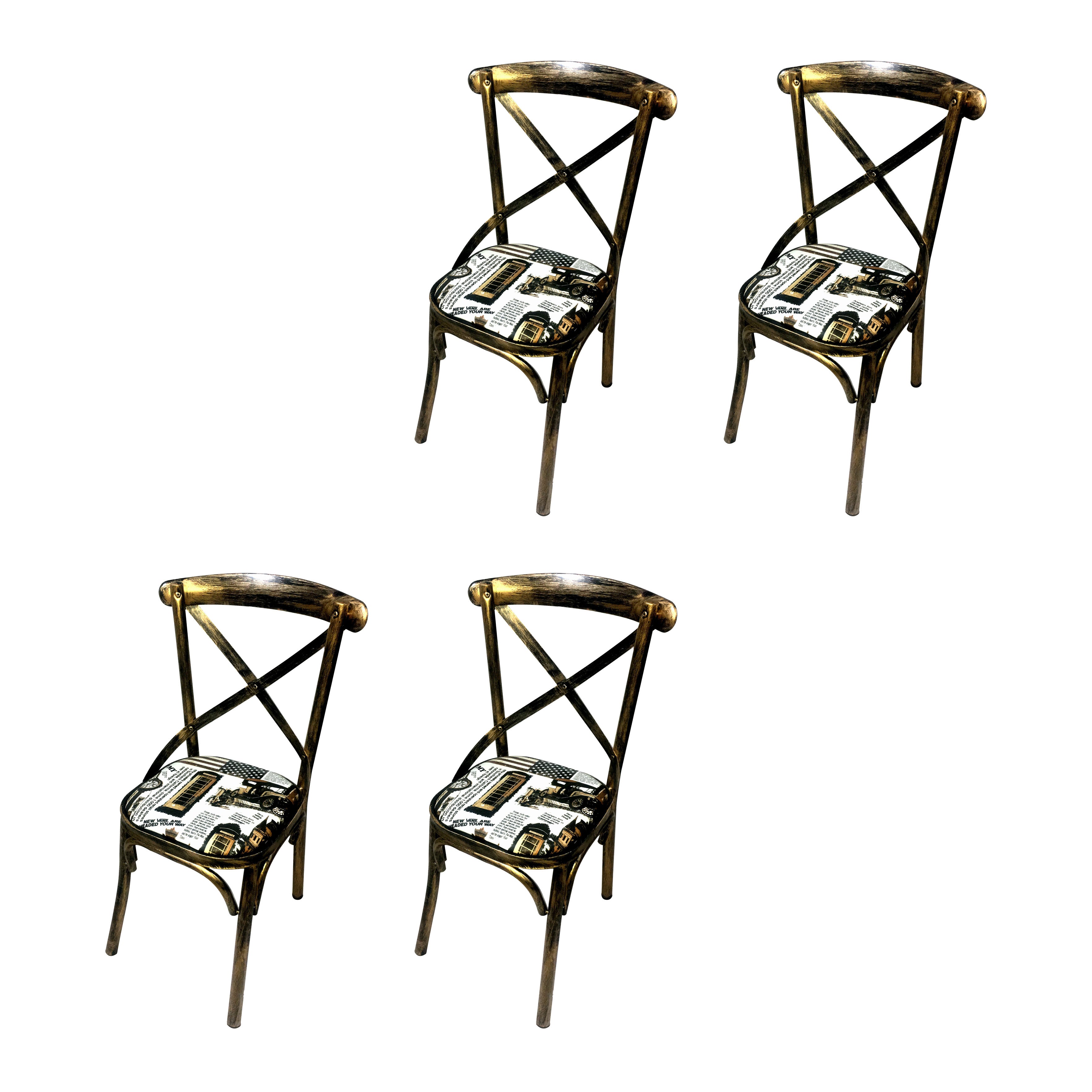 Industrial Style Metal Chairs Dining Room Kitchen Cross Back Side Chair