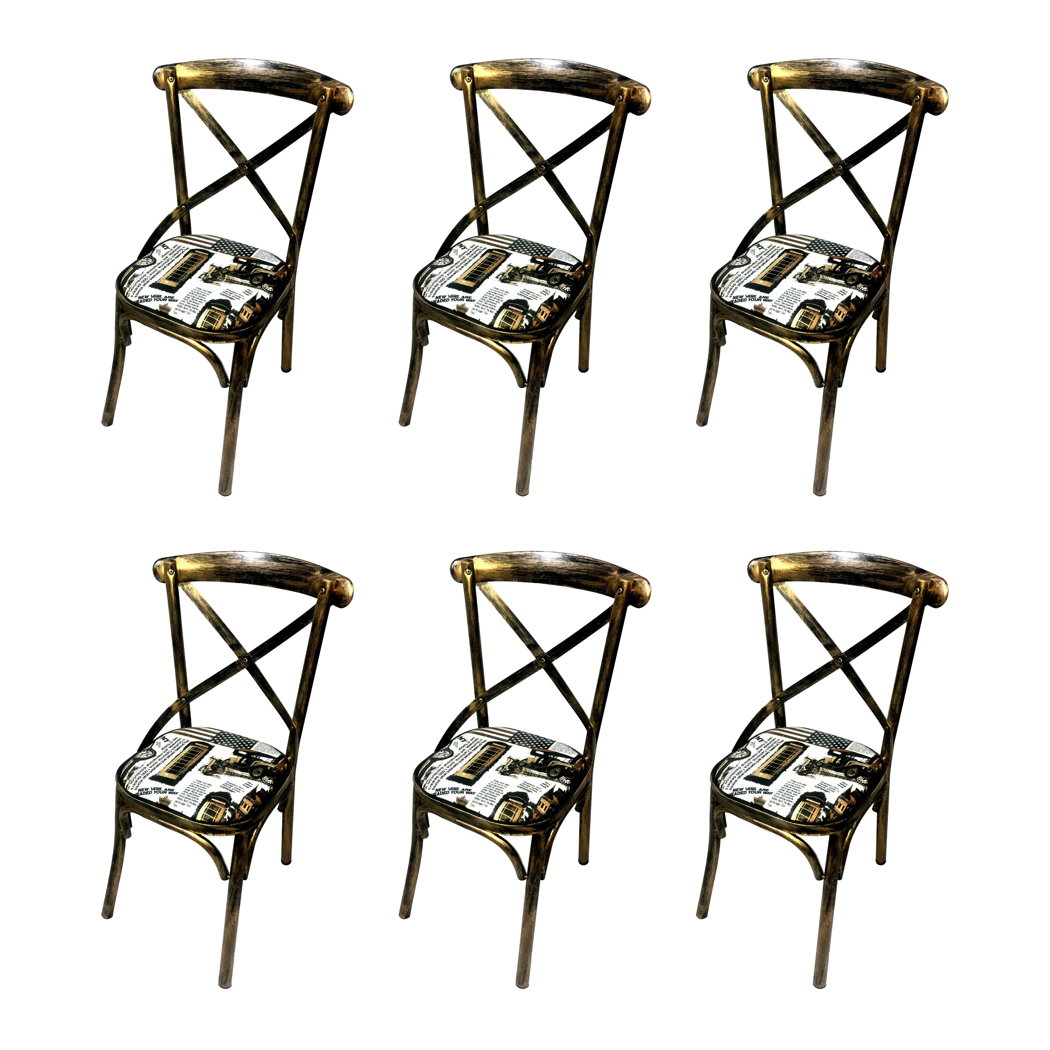 Industrial Style Metal Chairs Dining Room Kitchen Cross Back Side Chair