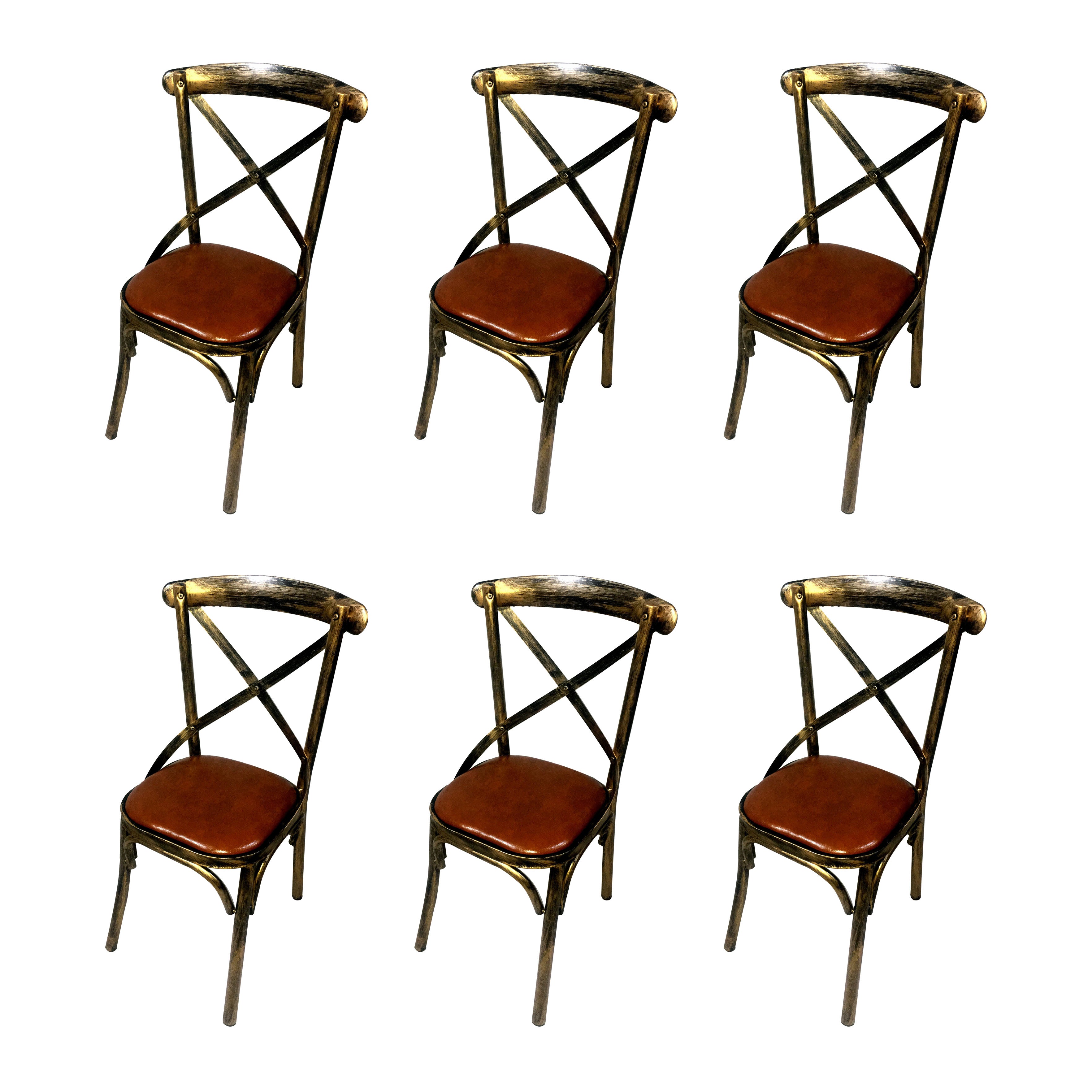 Industrial Style Metal Chairs Dining Room Kitchen Cross Back Side Chair
