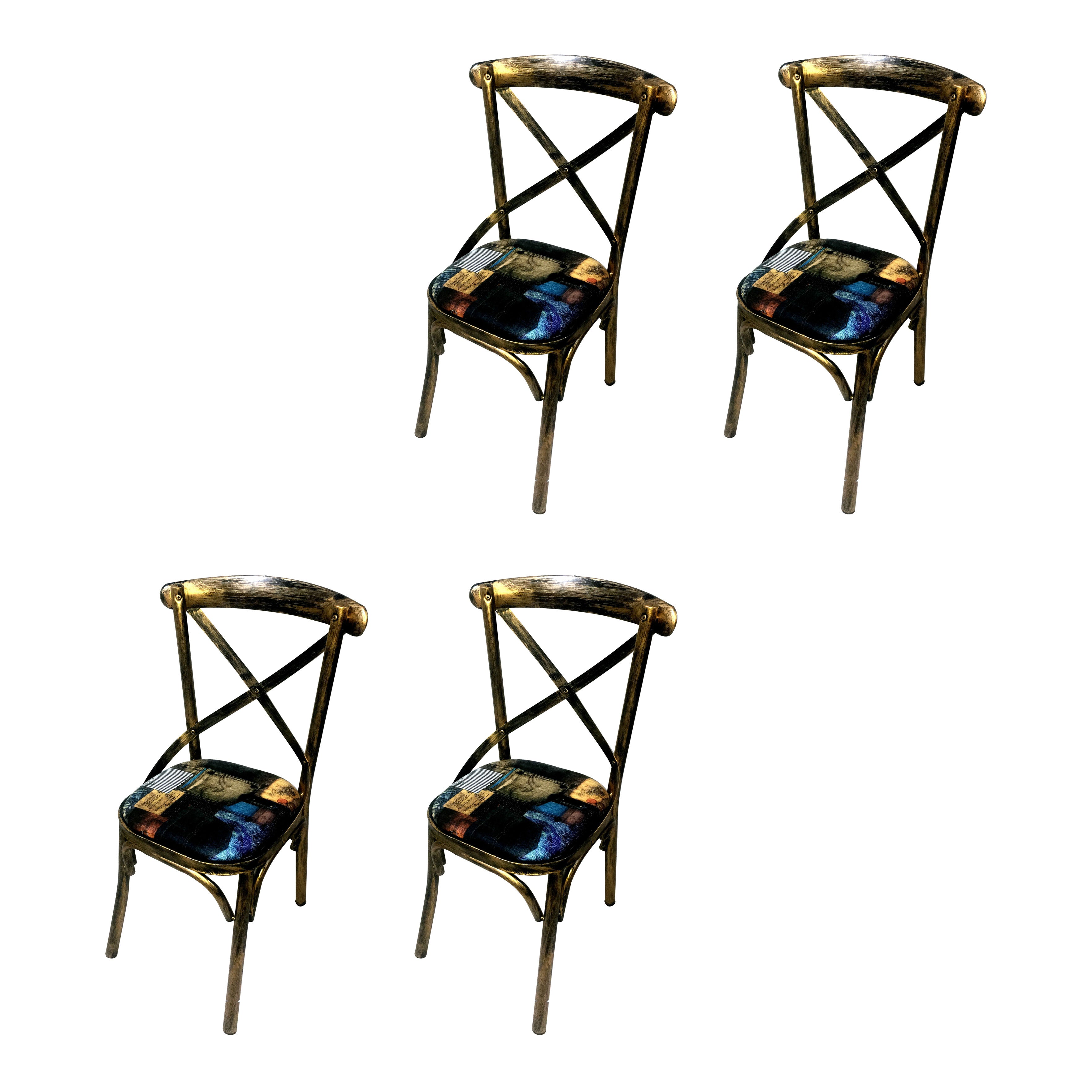 Industrial Style Metal Chairs Dining Room Kitchen Cross Back Side Chair