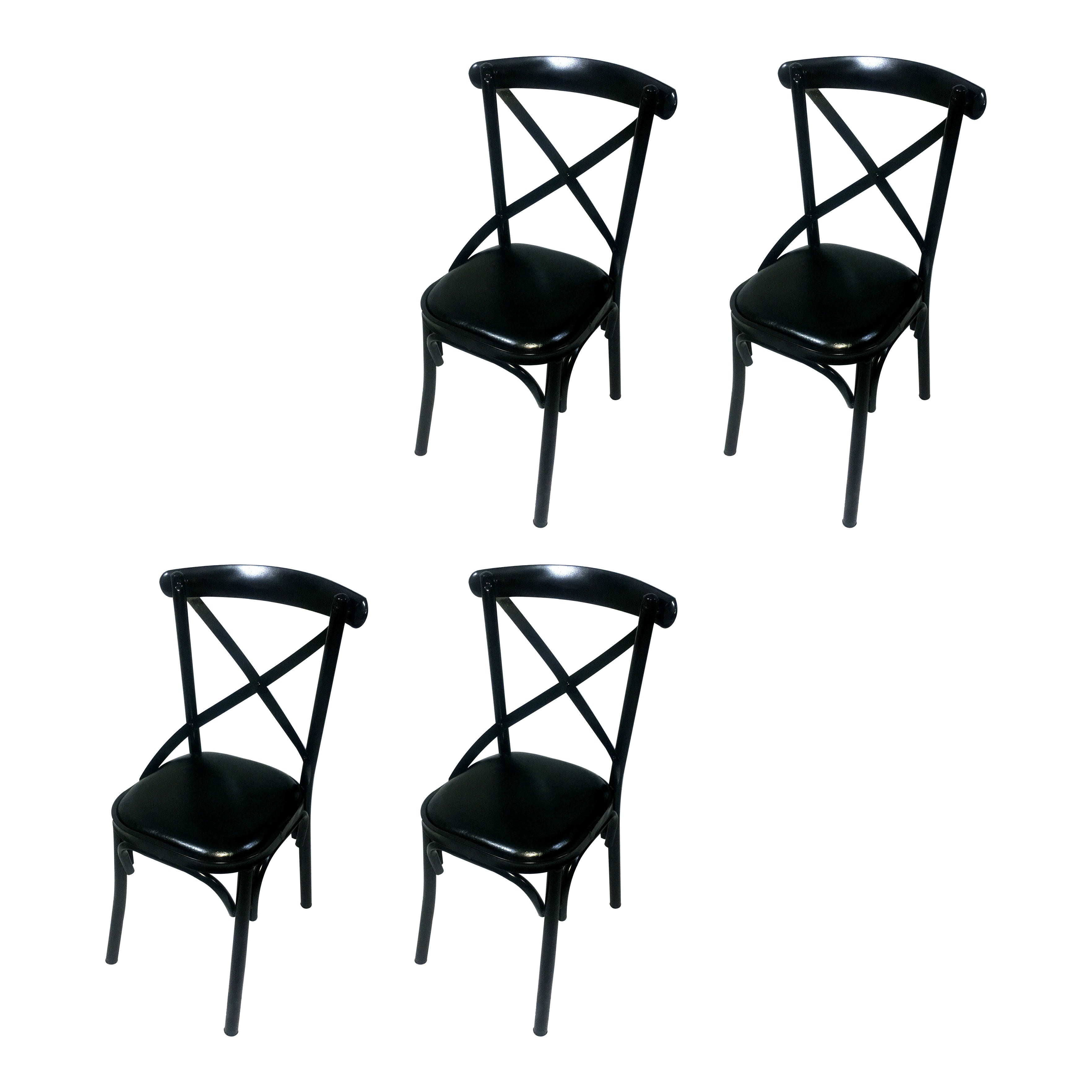 Industrial Style Metal Chairs Dining Room Kitchen Cross Back Side Chair