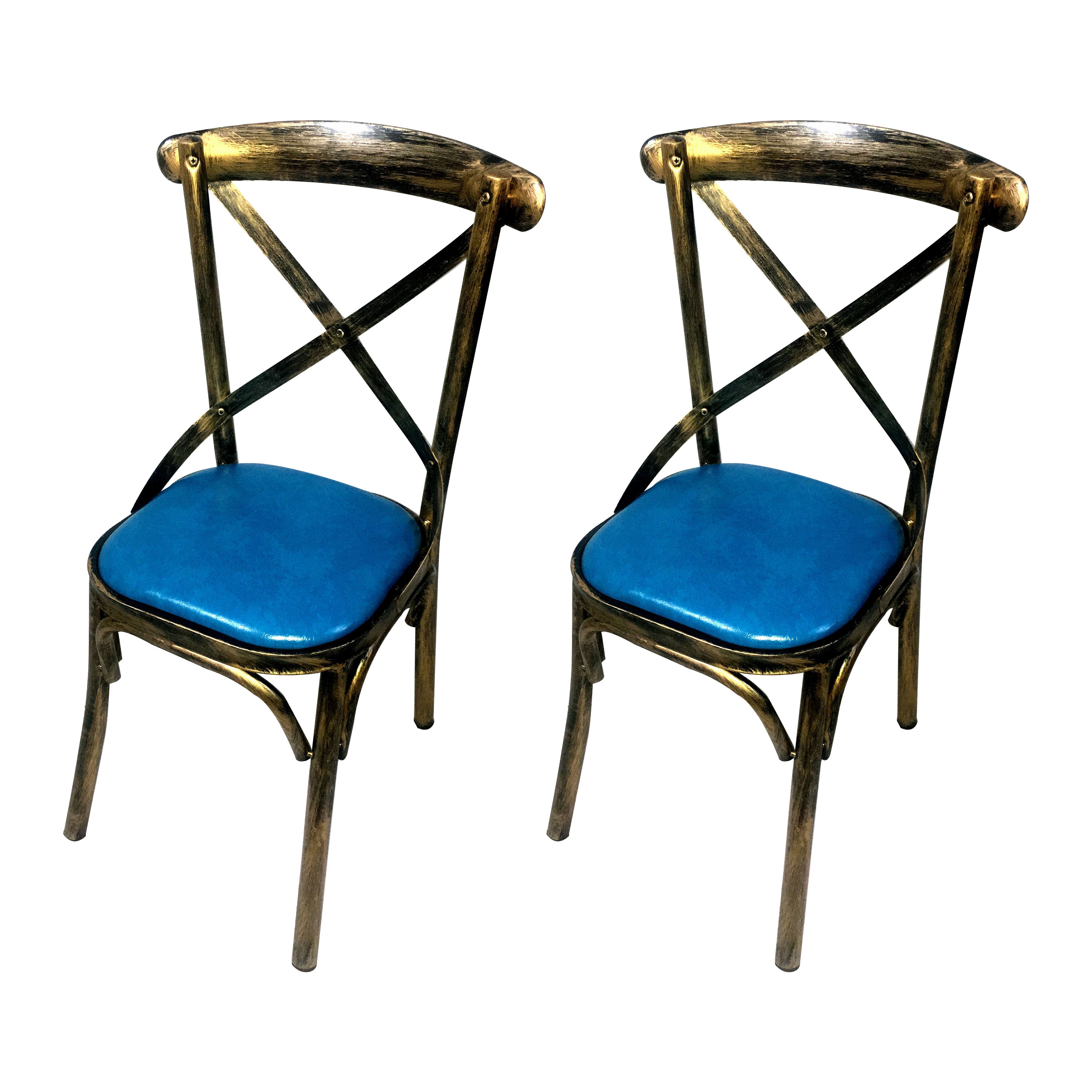 Chaises en métal de style industriel, salle à manger, cuisine, chaise latérale à dossier croisé