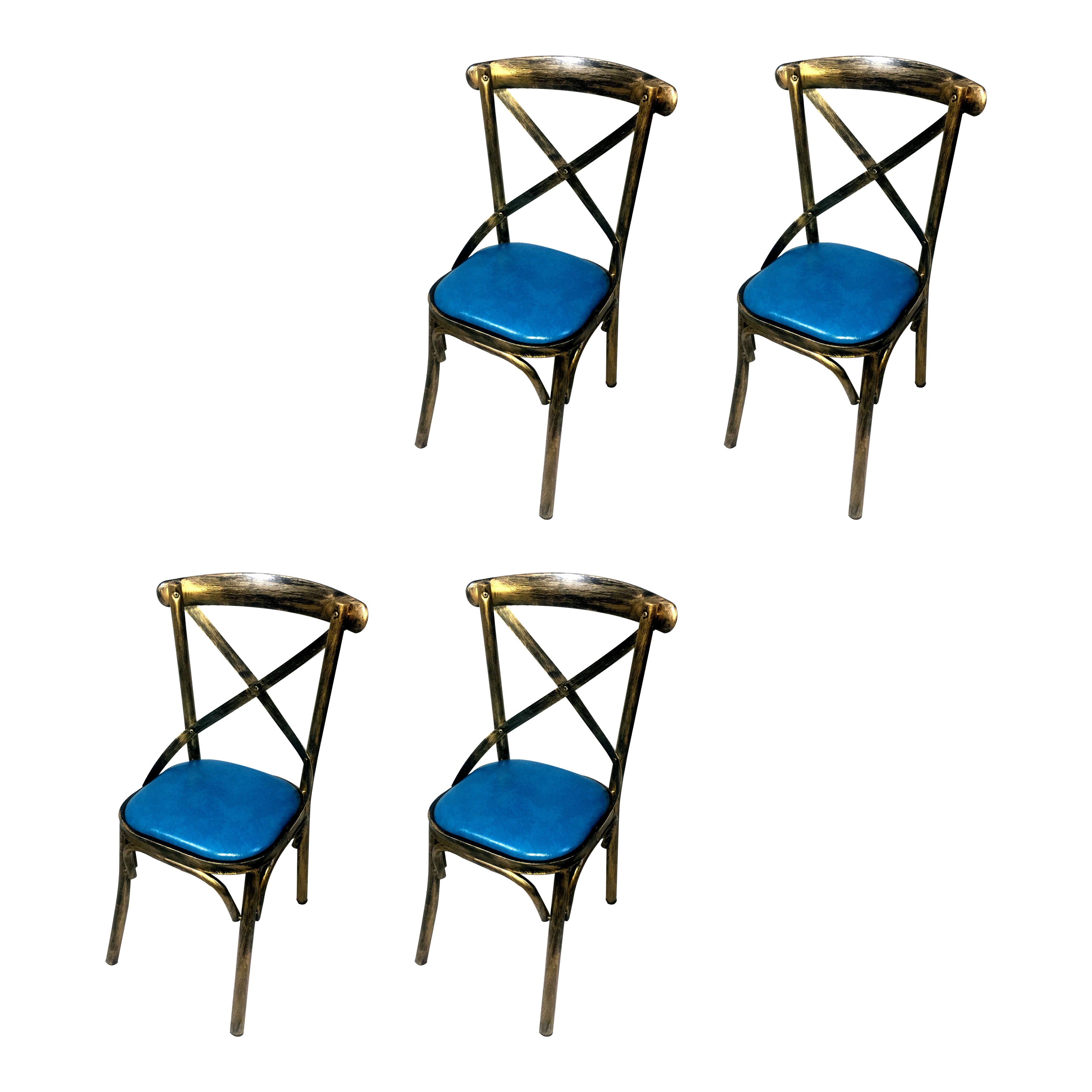 Industrial Style Metal Chairs Dining Room Kitchen Cross Back Side Chair