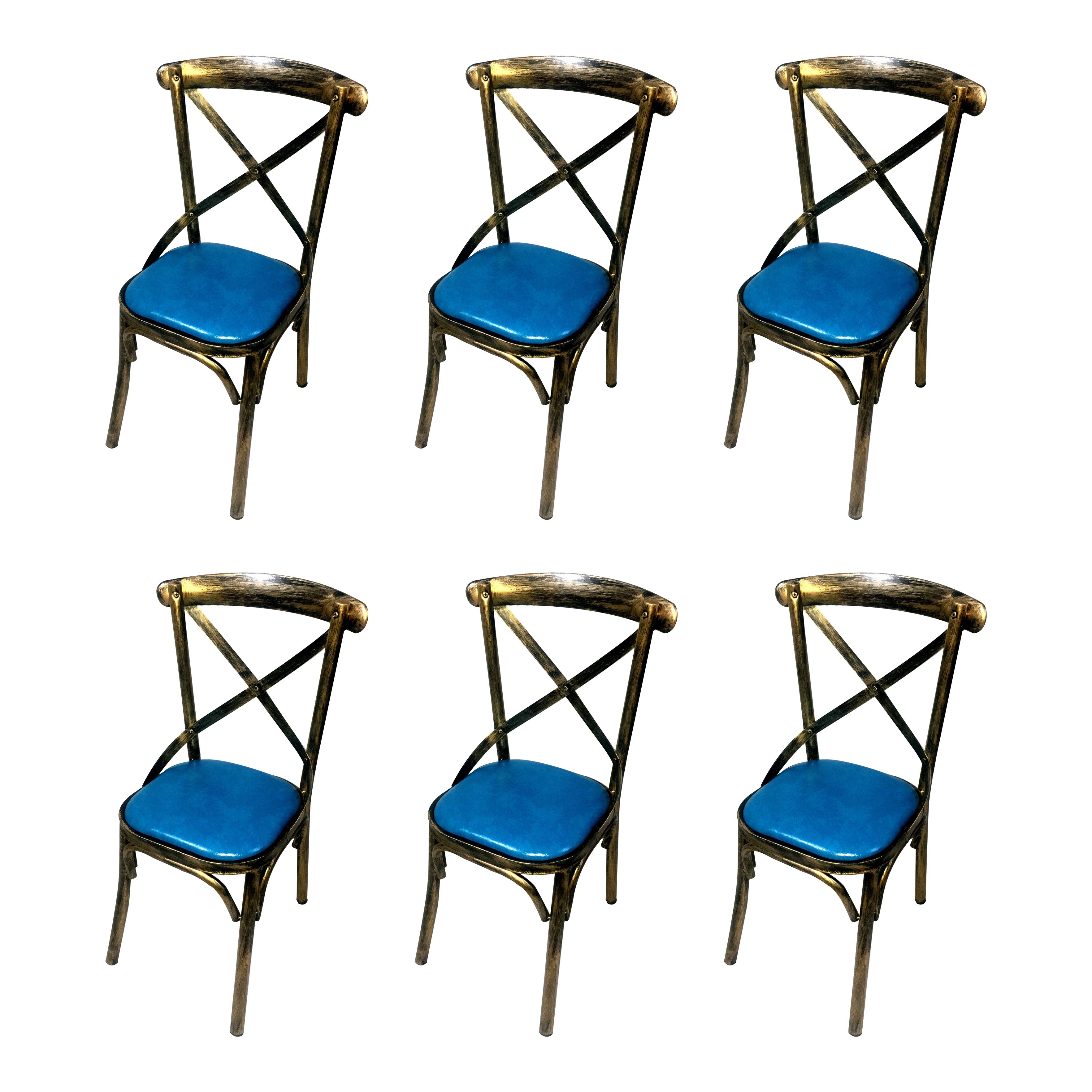 Industrial Style Metal Chairs Dining Room Kitchen Cross Back Side Chair