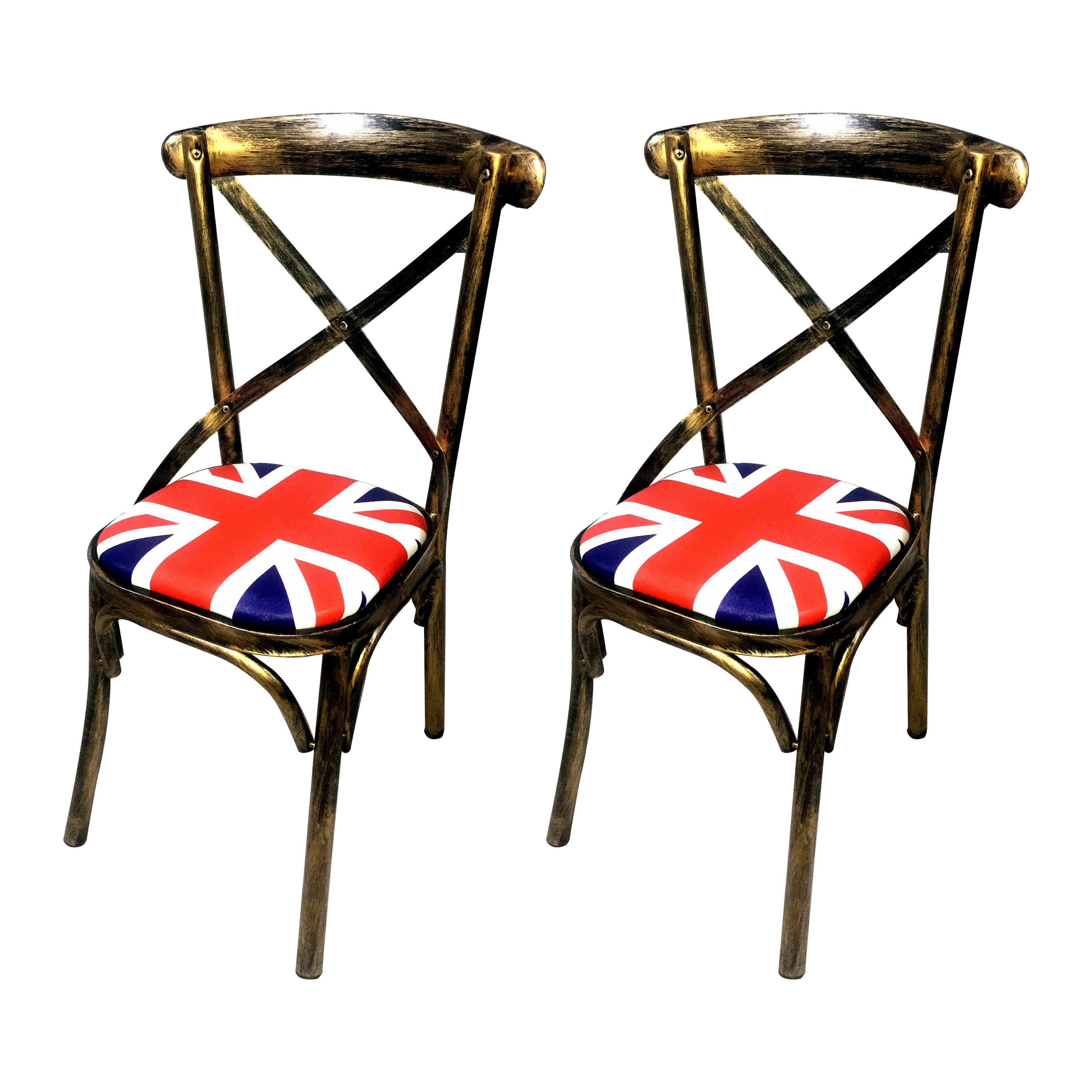 Industrial Style Metal Chairs Dining Room Kitchen Cross Back Side Chair