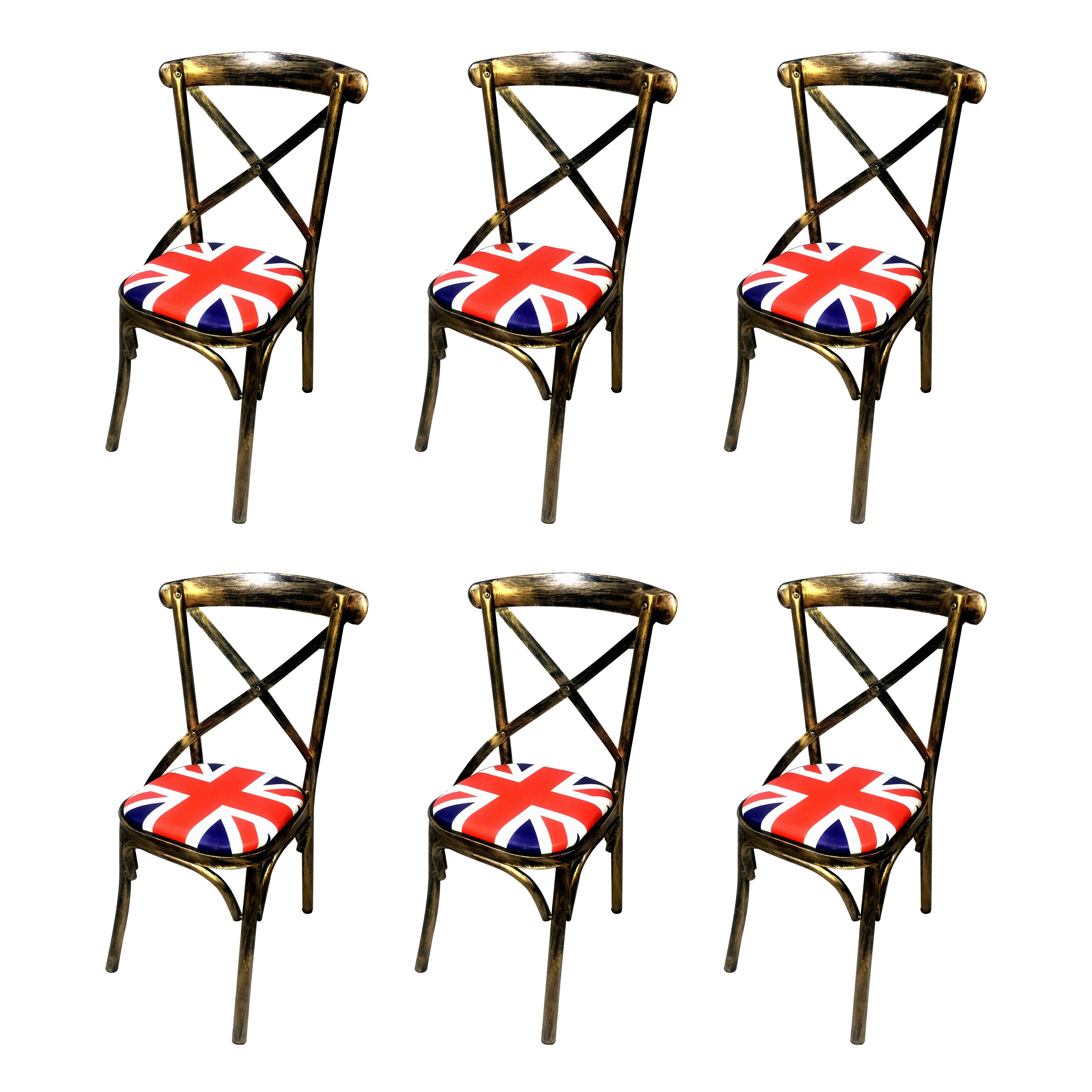Industrial Style Metal Chairs Dining Room Kitchen Cross Back Side Chair