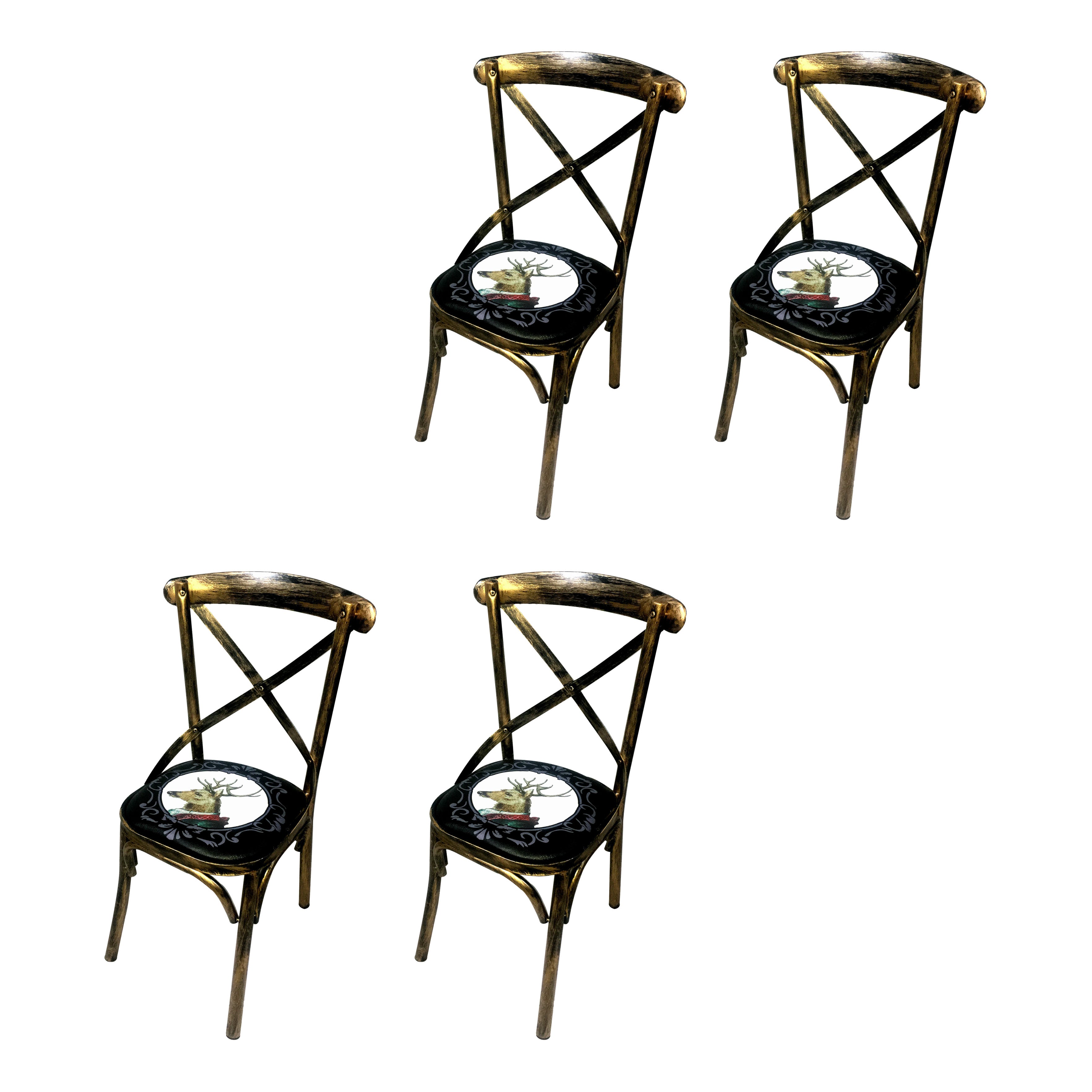 Industrial Style Metal Chairs Dining Room Kitchen Cross Back Side Chair