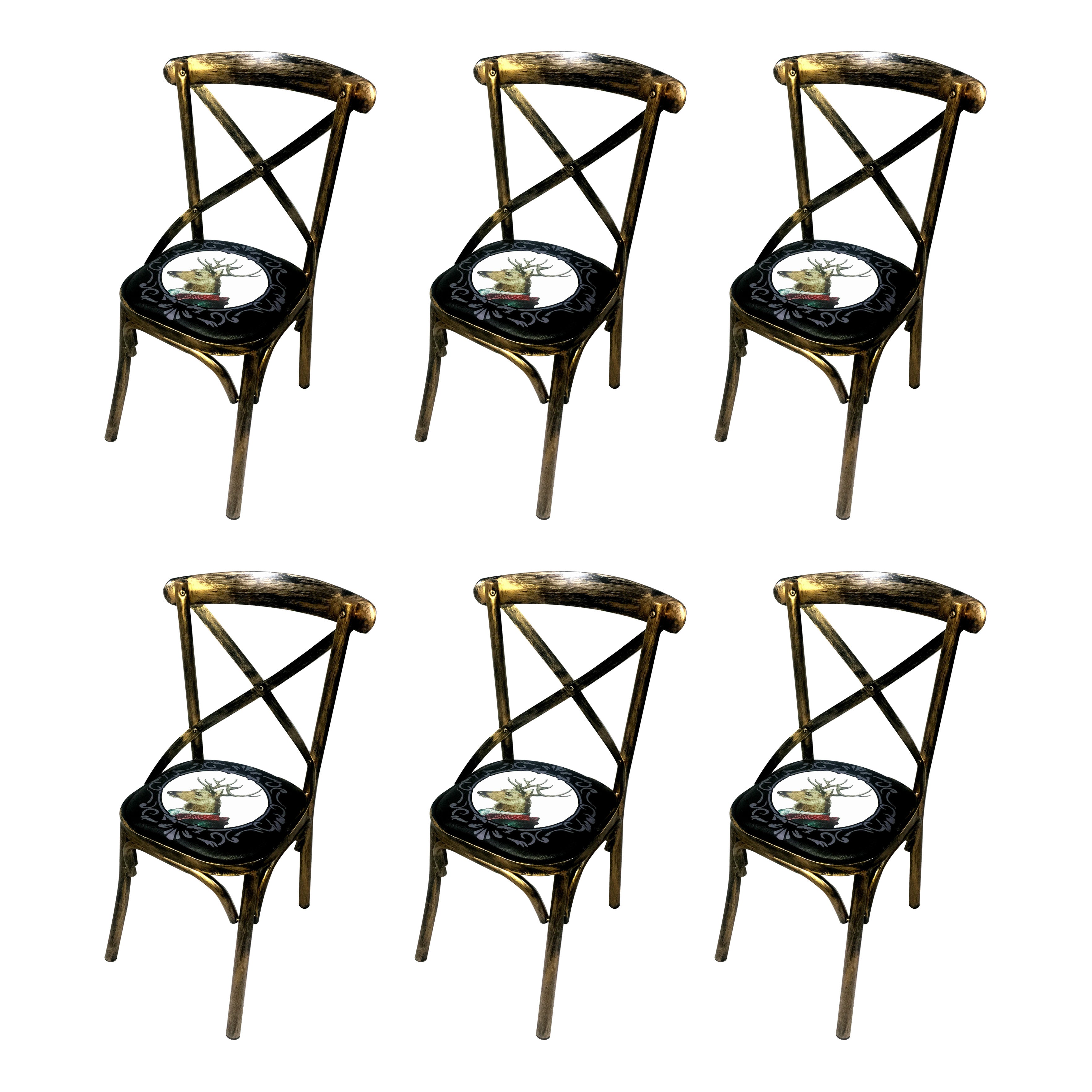 Industrial Style Metal Chairs Dining Room Kitchen Cross Back Side Chair