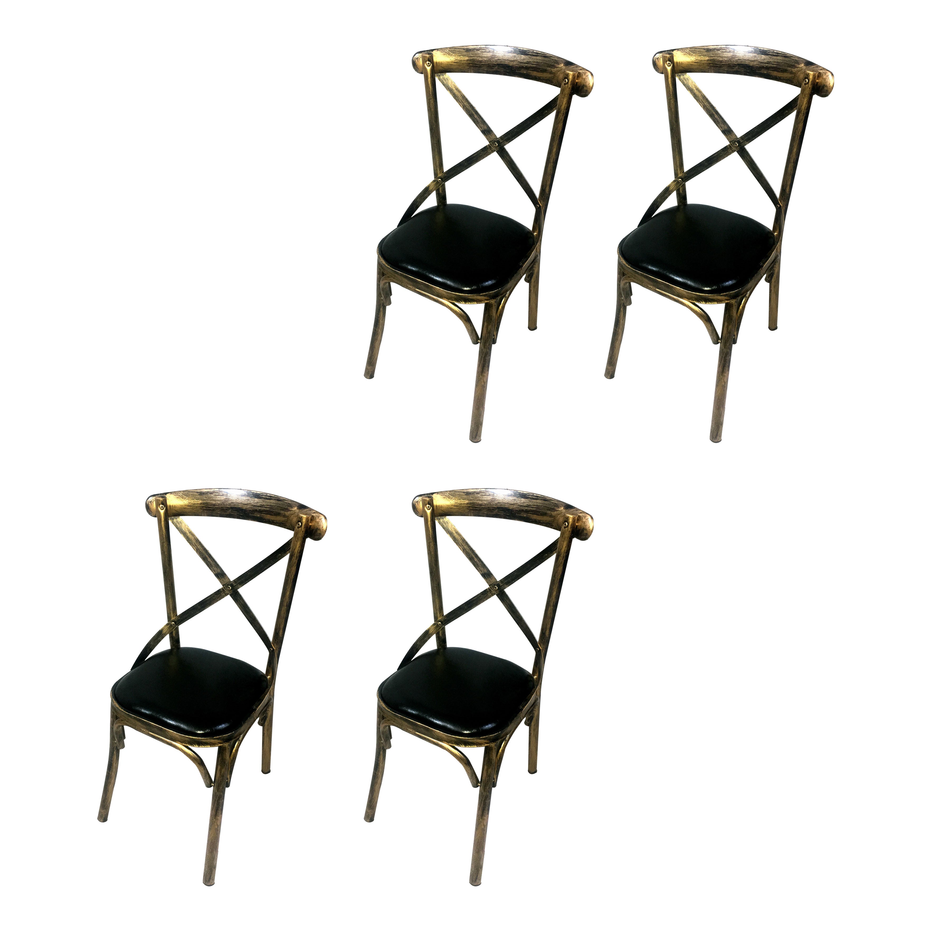 Industrial Style Metal Chairs Dining Room Kitchen Cross Back Side Chair