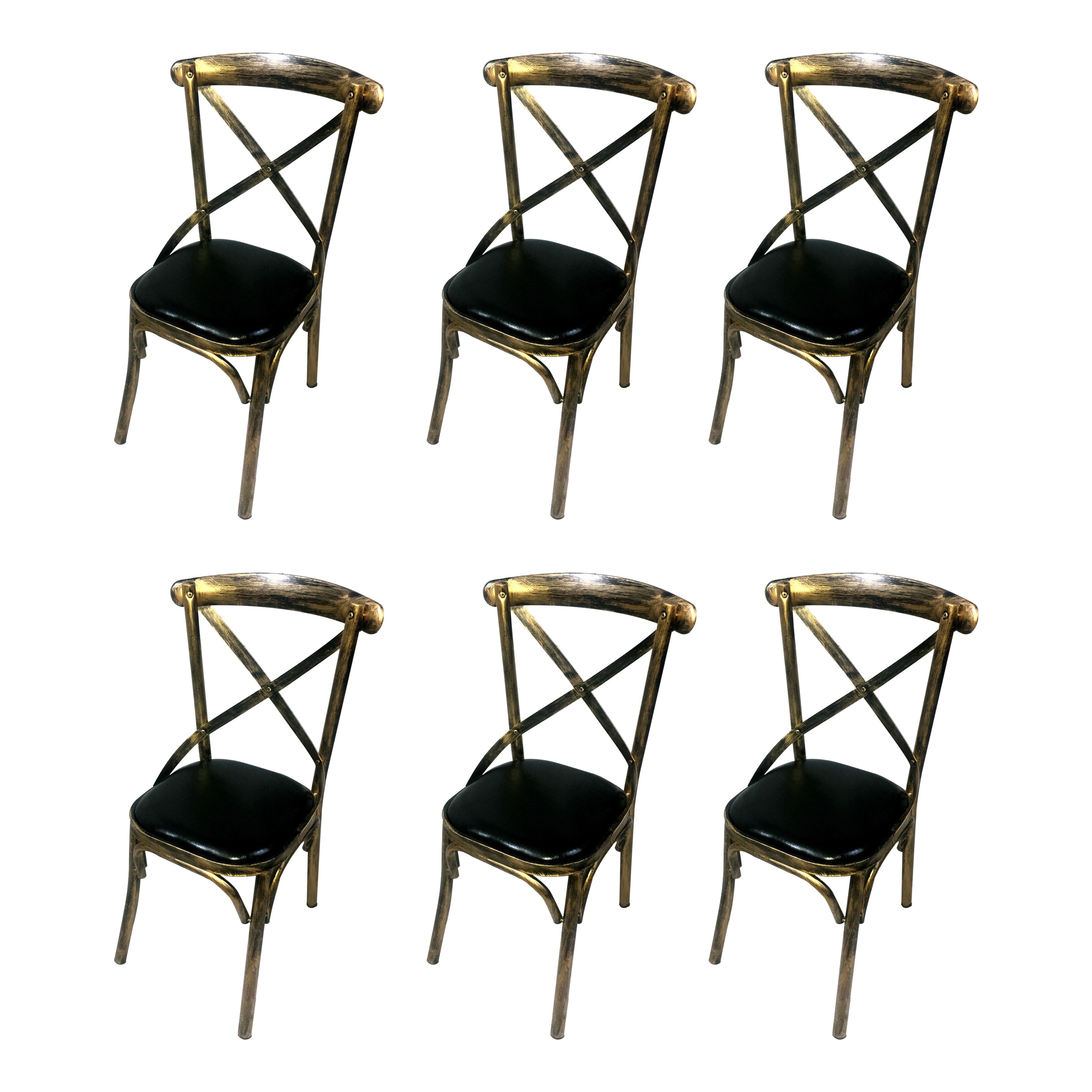 Industrial Style Metal Chairs Dining Room Kitchen Cross Back Side Chair