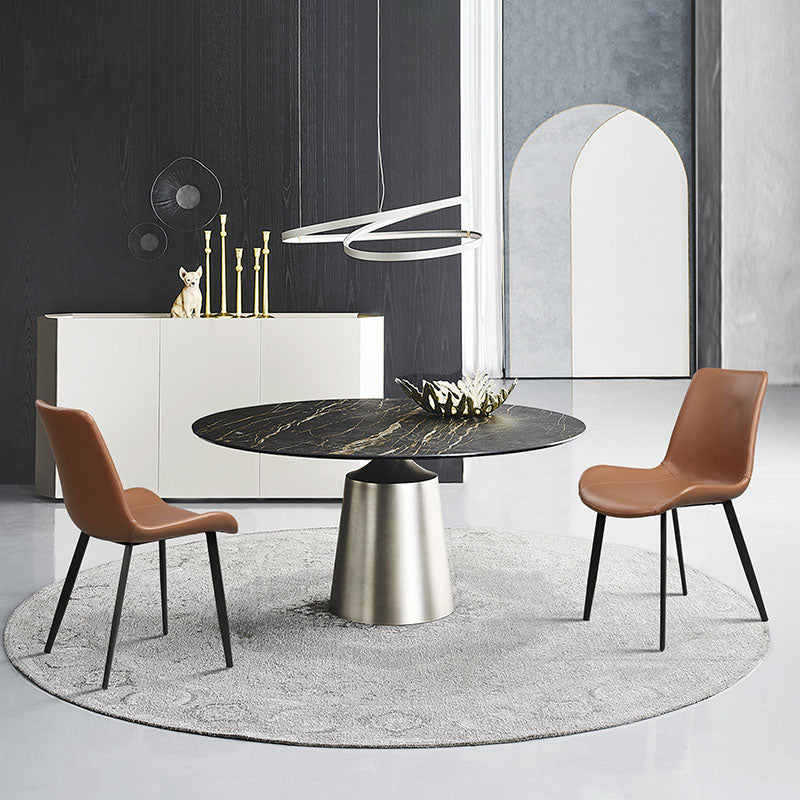 Sillas laterales de comedor con respaldo sólido de estilo minimalista, sillas de comedor de cuero para el hogar