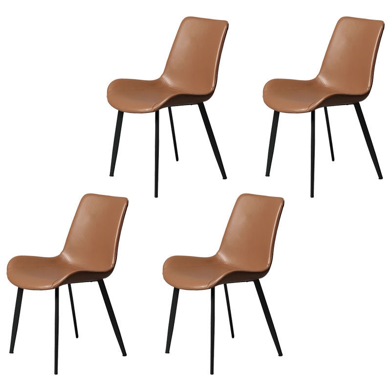 Minimalist Style Solid Back Dining Side Chairs Leather Dining Chairs for Home