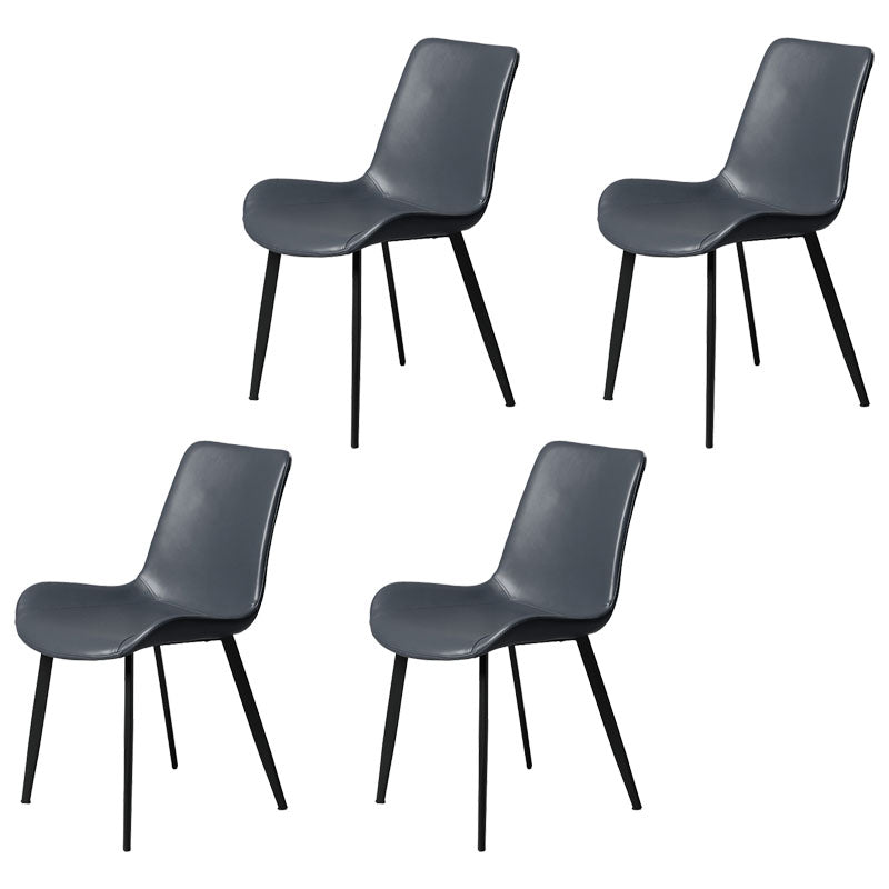 Minimalist Style Solid Back Dining Side Chairs Leather Dining Chairs for Home