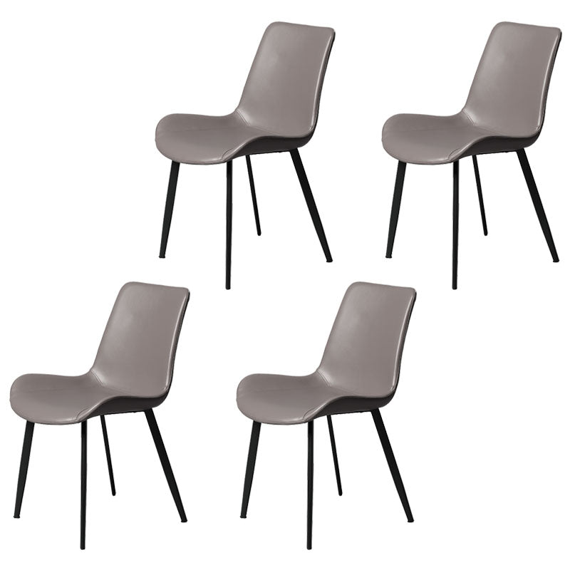 Minimalist Style Solid Back Dining Side Chairs Leather Dining Chairs for Home
