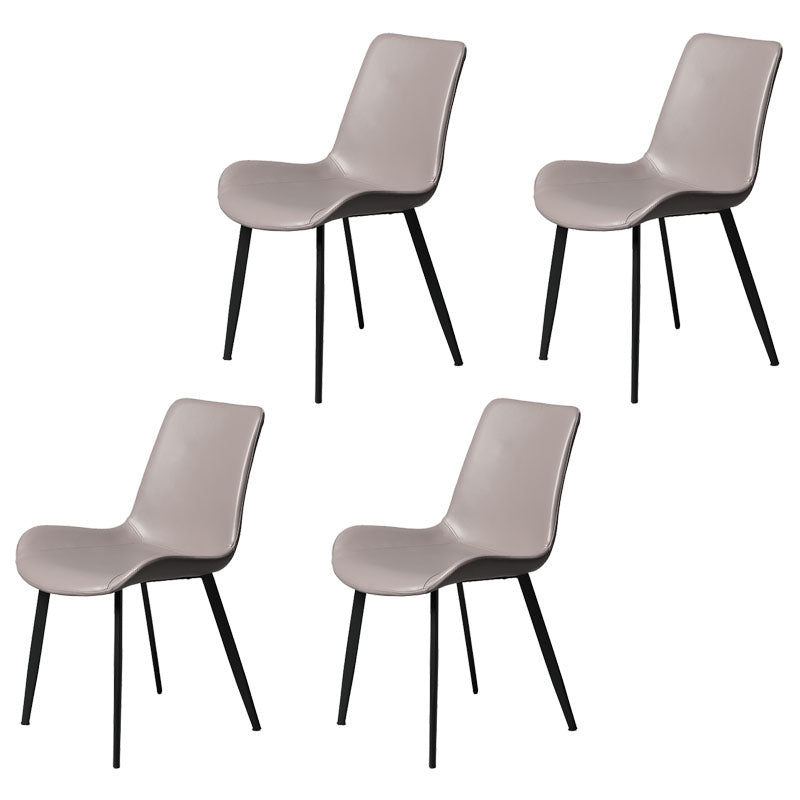 Minimalist Style Solid Back Dining Side Chairs Leather Dining Chairs for Home