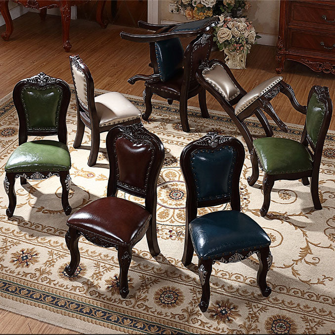 Victoria Style Rubberwood Chairs Open Back Side Kitchen Chairs Set