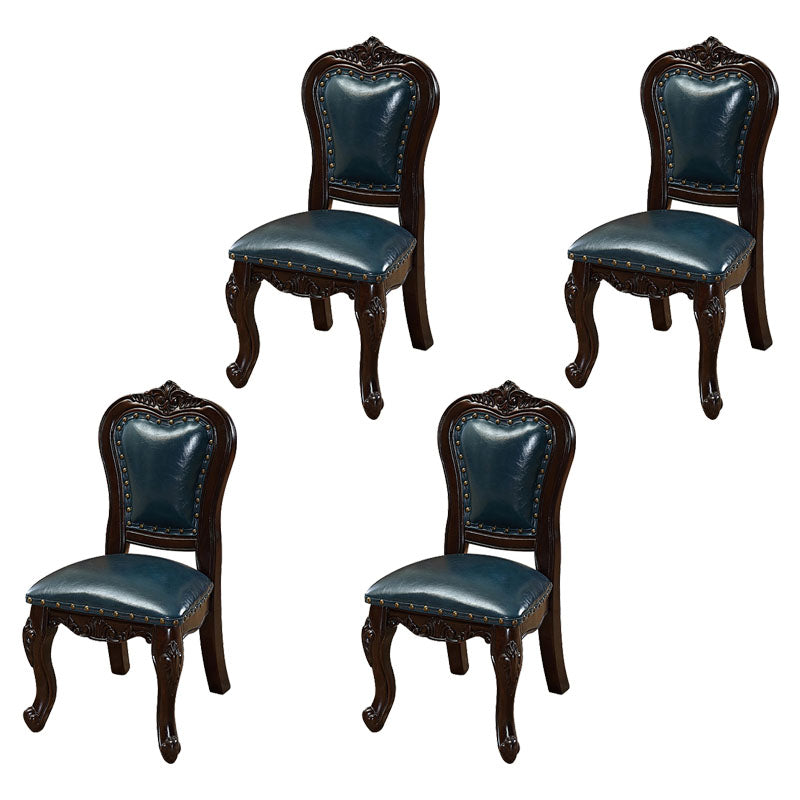 Victoria Style Rubberwood Chairs Open Back Side Kitchen Chairs Set