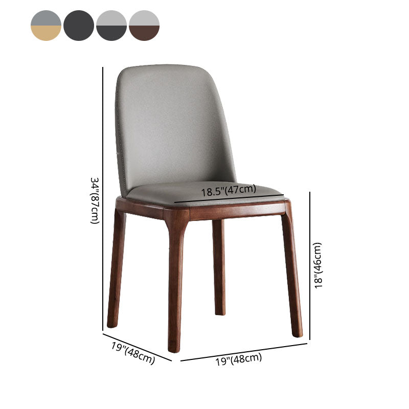Traditional Wood Dining Armless Chair Leather Dining Side Chair (Set of 2)