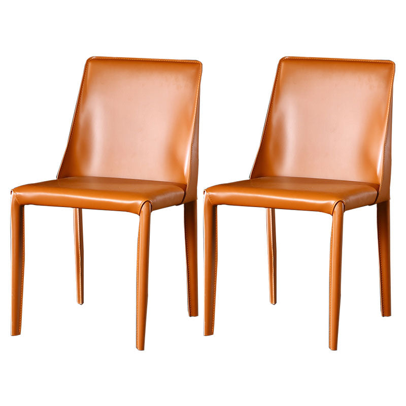 Eigentijdse stijl eetstoelen armloze zijstoel met metalen benen voor keuken (set van 2)