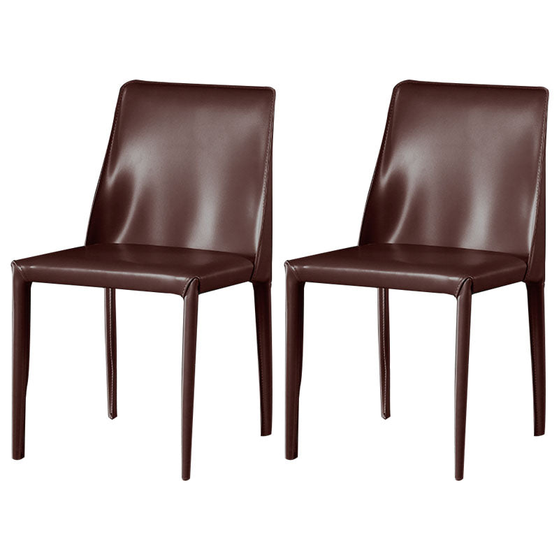 Eigentijdse stijl eetstoelen armloze zijstoel met metalen benen voor keuken (set van 2)