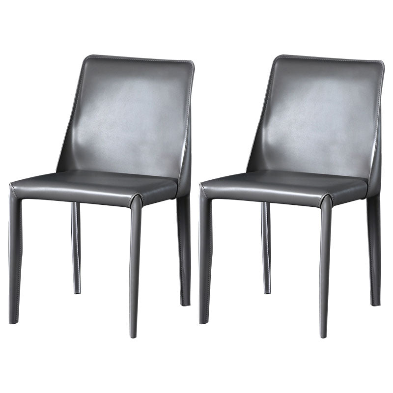 Eigentijdse stijl eetstoelen armloze zijstoel met metalen benen voor keuken (set van 2)