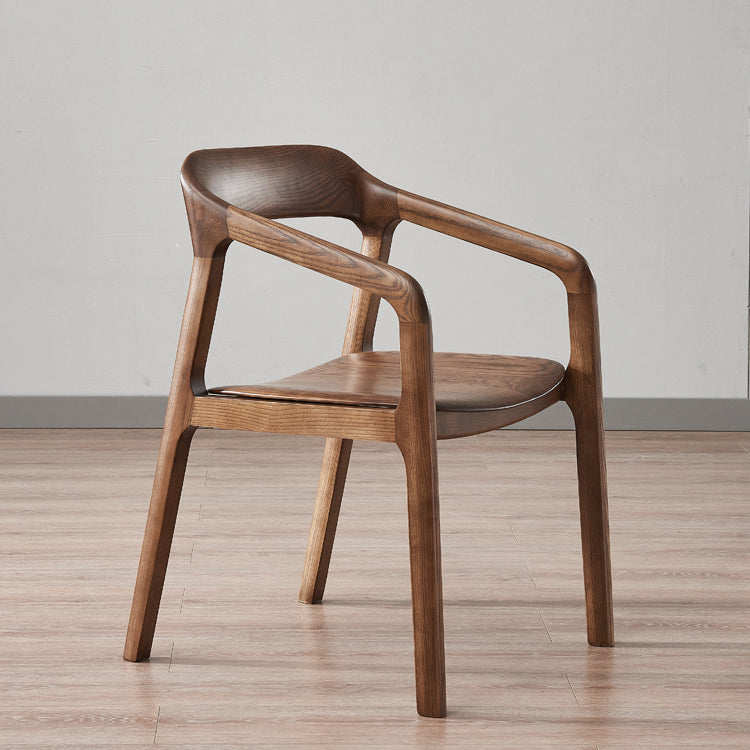 Traditional Style Ash Wood Chair Set Kitchen Open Back Dining Arm Chairs