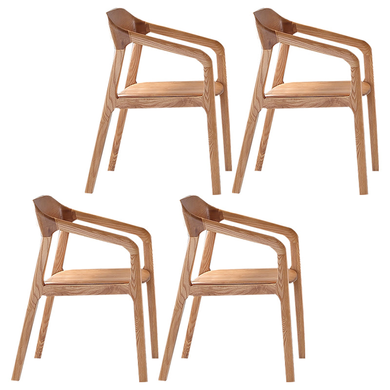 Traditional Style Ash Wood Chair Set Kitchen Open Back Dining Arm Chairs
